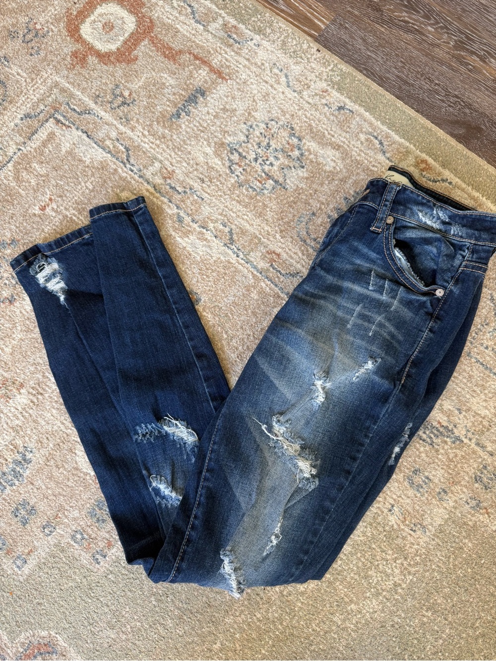 KanCan Distressed Dark Blue Skinny Jeans